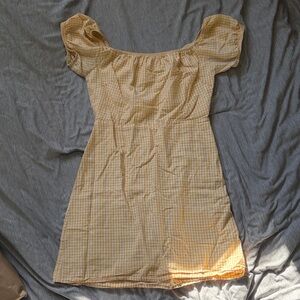 Wild Honey Yellow Gingham Mini Dress